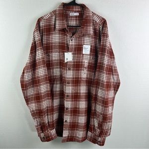 Sonoma Mens Flannel Shirt 2XLT Tall Brown Plaid Button Up Long Sleeve Soft NWT